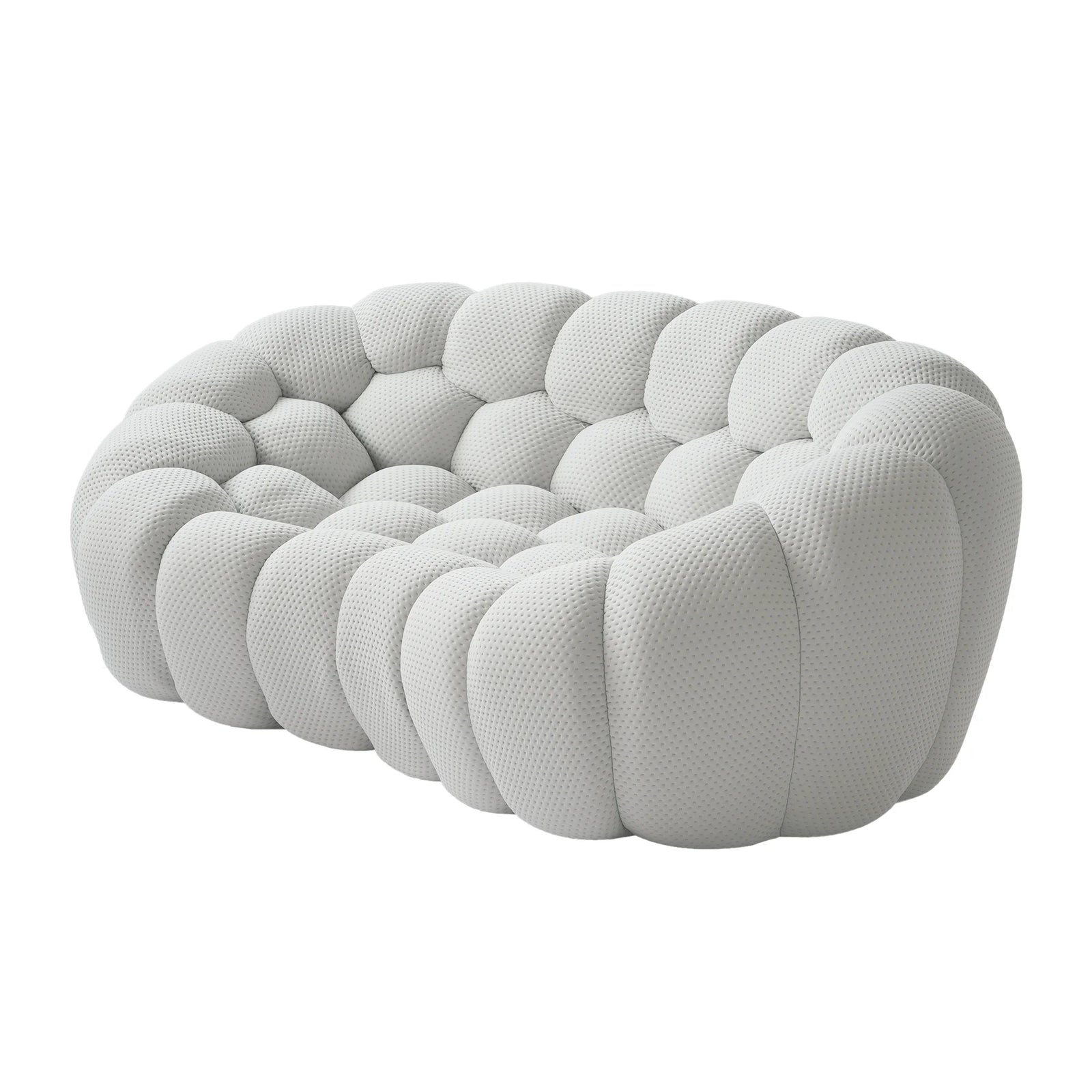 Essential 2-Seater light-grey 3D-Knitted Fabric Loveseats | 1-Piece, 3D-Knitted Fabric, Small Space