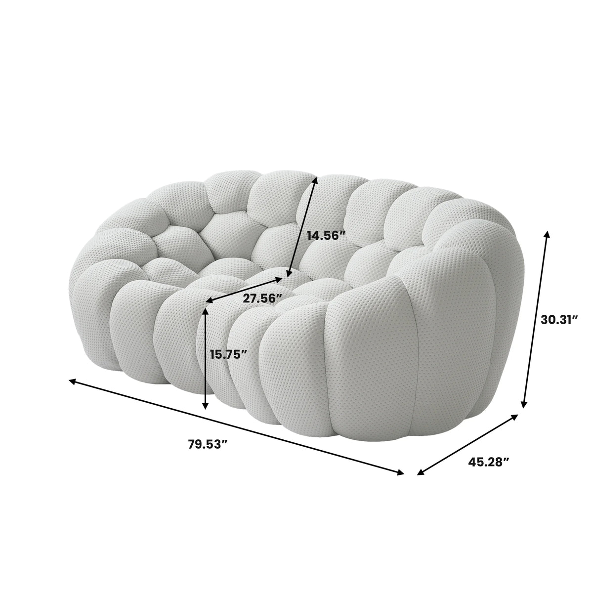 Essential 2-Seater light-grey 3D-Knitted Fabric Loveseats | 1-Piece, 3D-Knitted Fabric, Small Space