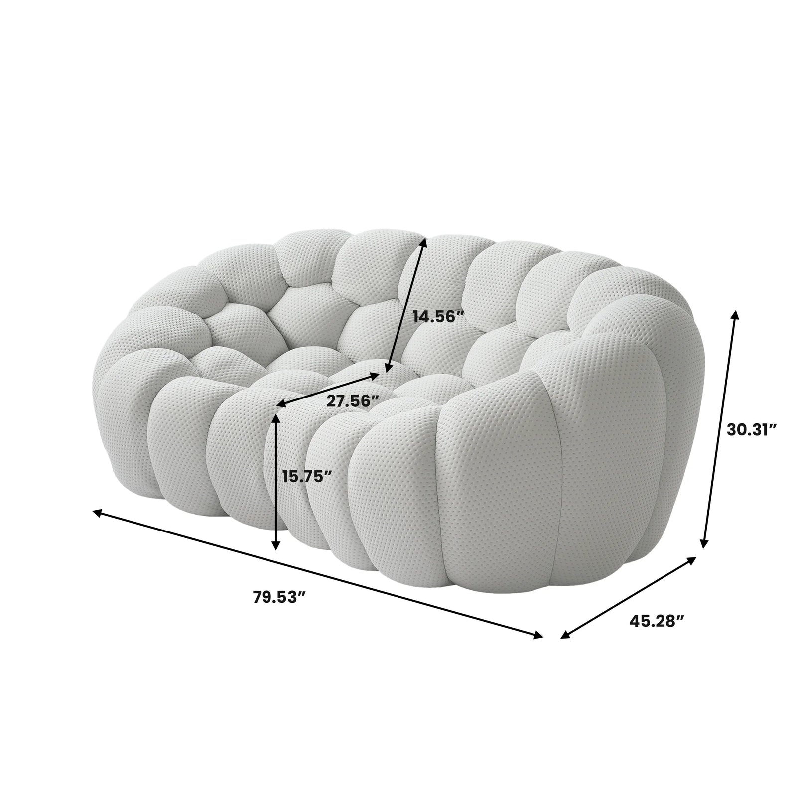 Essential 2-Seater light-grey 3D-Knitted Fabric Loveseats | 1-Piece, 3D-Knitted Fabric, Small Space