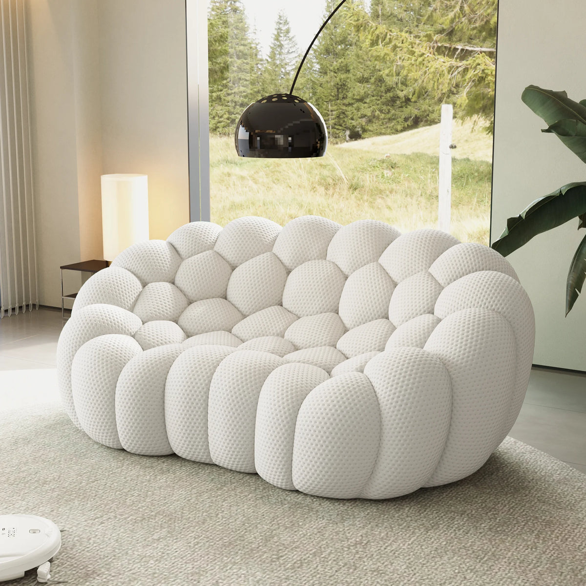 Essential 2-Seater light-grey 3D-Knitted Fabric Loveseats | 1-Piece, 3D-Knitted Fabric, Small Space