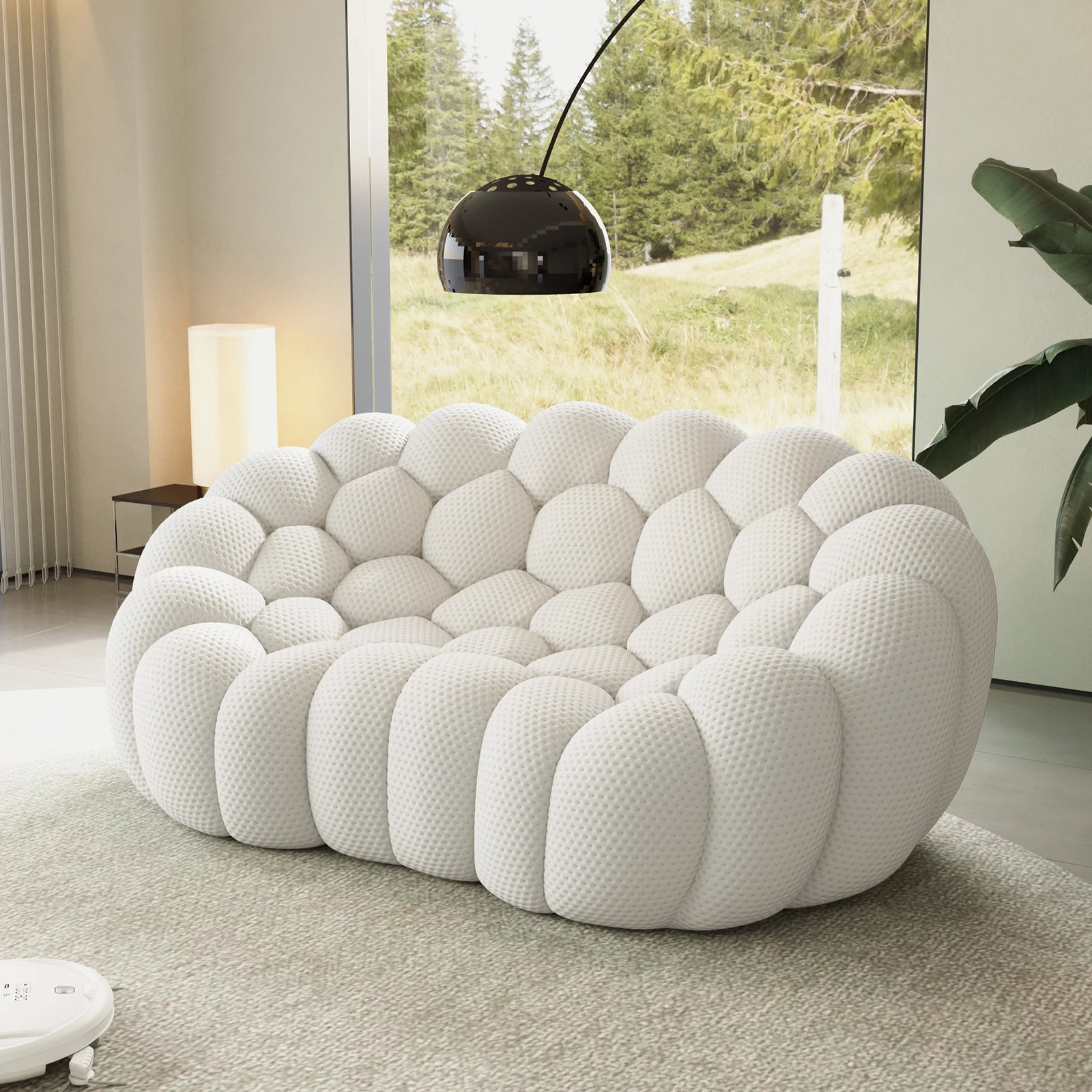 Essential 2-Seater light-grey 3D-Knitted Fabric Loveseats | 1-Piece, 3D-Knitted Fabric, Small Space