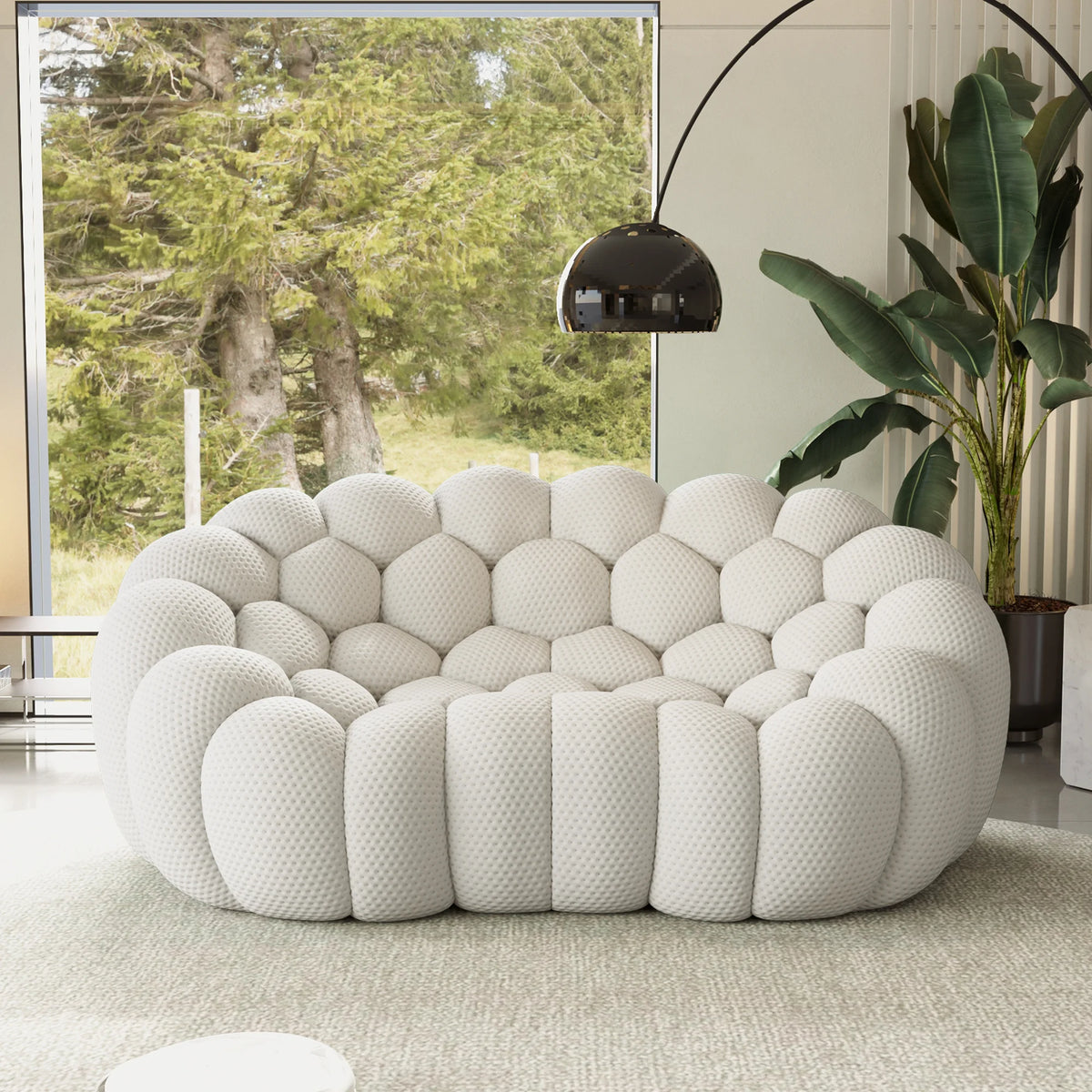 Essential 2-Seater light-grey 3D-Knitted Fabric Loveseats | 1-Piece, 3D-Knitted Fabric, Small Space