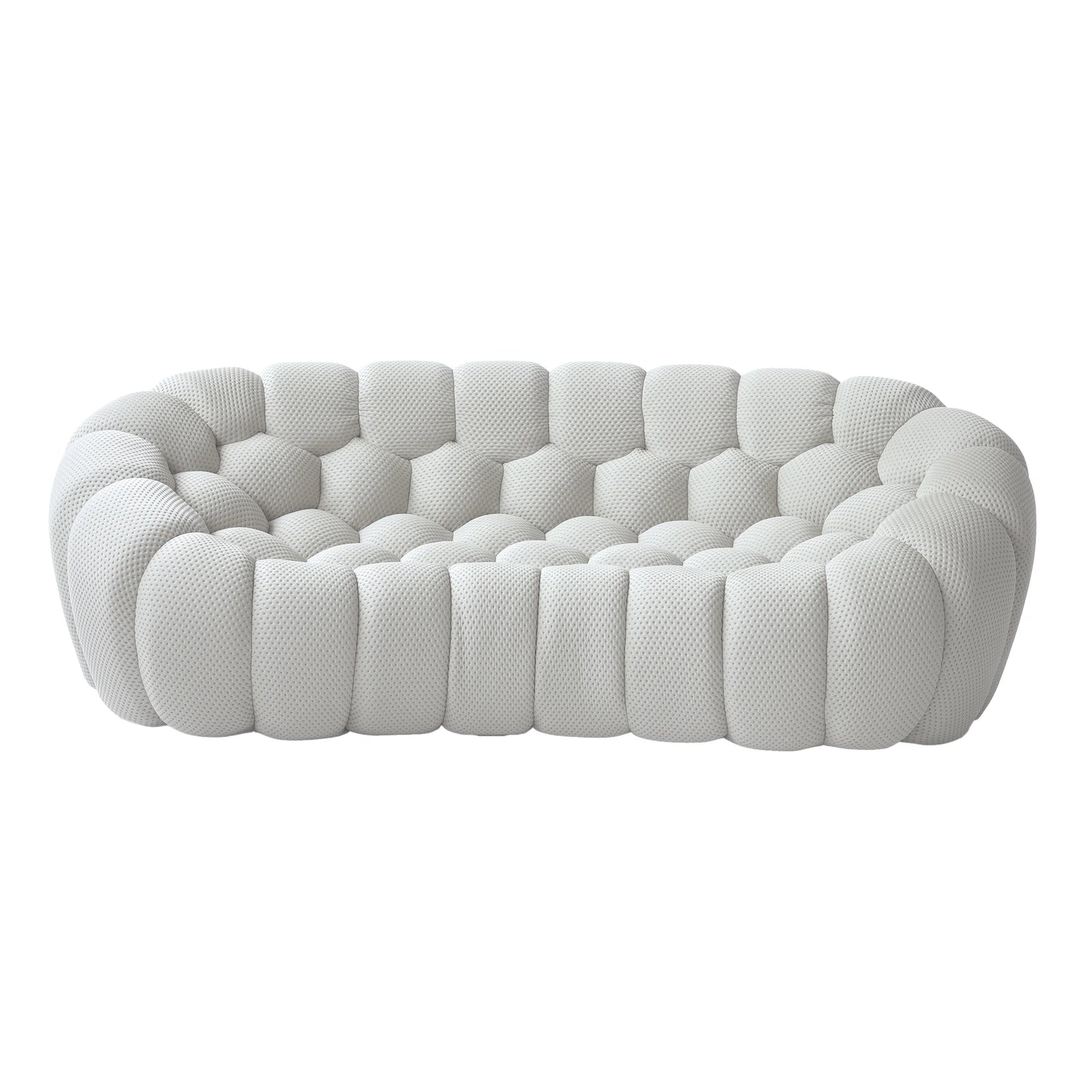 Seccionales de sofá de 3 plazas de tela tejida en 3D gris claro Essential | 1 pieza, tela tejida en 3D, diseño compacto