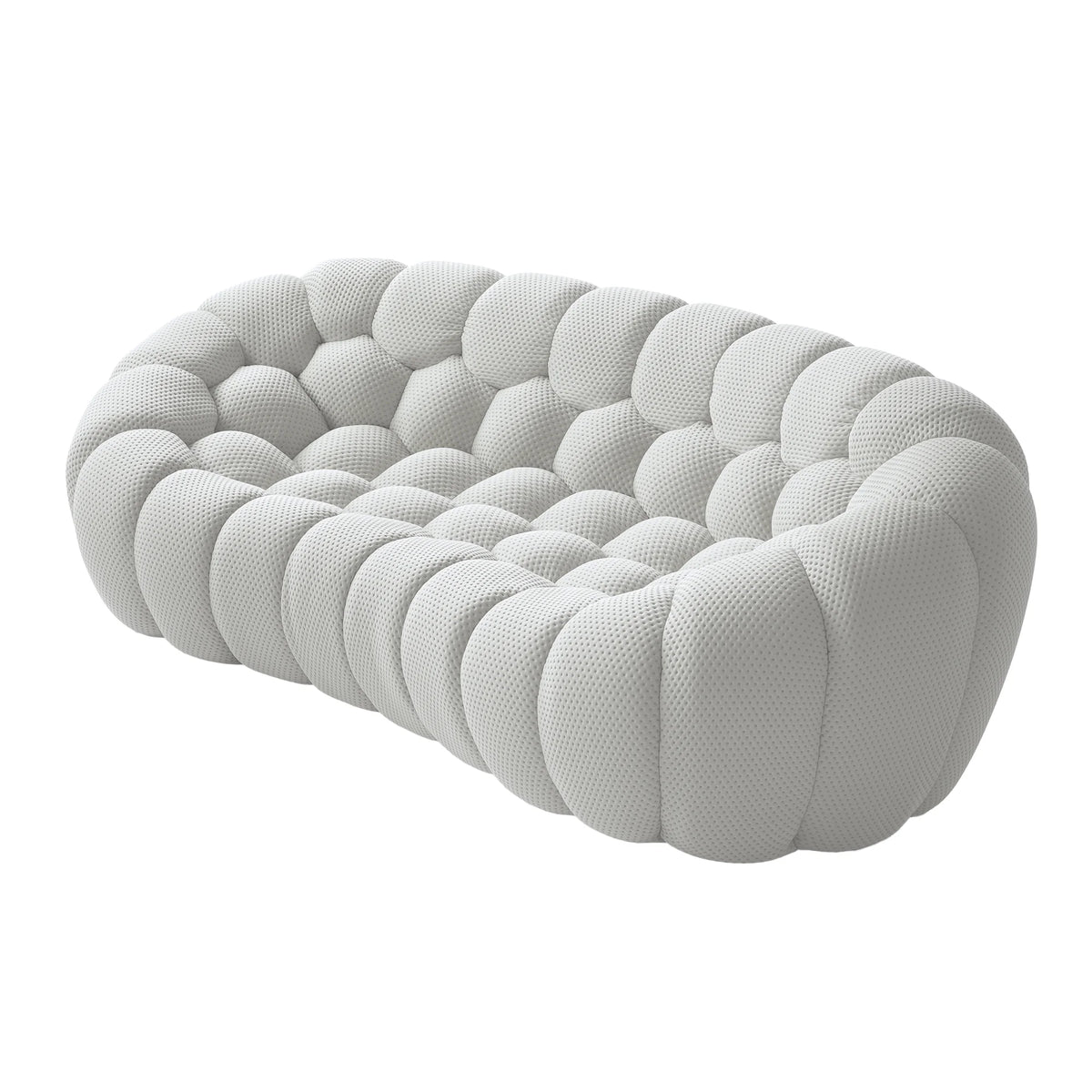 Seccionales de sofá de 3 plazas de tela tejida en 3D gris claro Essential | 1 pieza, tela tejida en 3D, diseño compacto