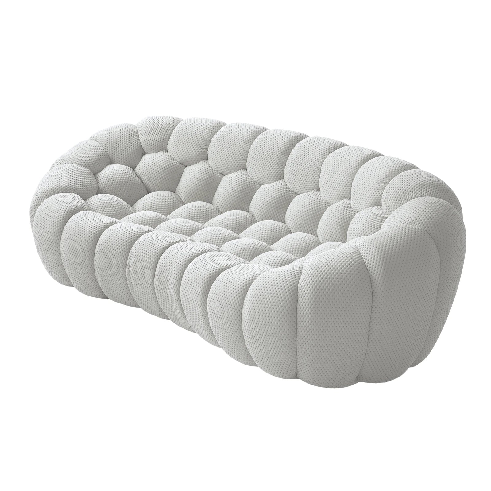 Seccionales de sofá de 3 plazas de tela tejida en 3D gris claro Essential | 1 pieza, tela tejida en 3D, diseño compacto