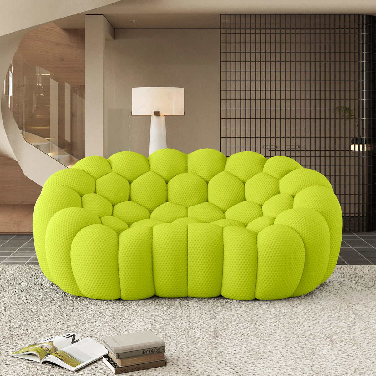 Essential 2-Seater lime-green 3D-Knitted Fabric Loveseats | 1-Piece, 3D-Knitted Fabric, Apartment Friendly