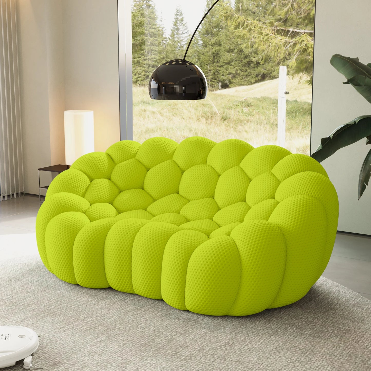 Sofás Essential Arc Boneless | Loveseats de 1 pieza de tejido de punto 3D verde lima de 2 plazas