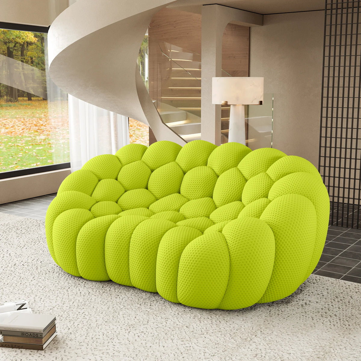 Essential 2-Seater lime-green 3D-Knitted Fabric Loveseats | 1-Piece, 3D-Knitted Fabric, Apartment Friendly