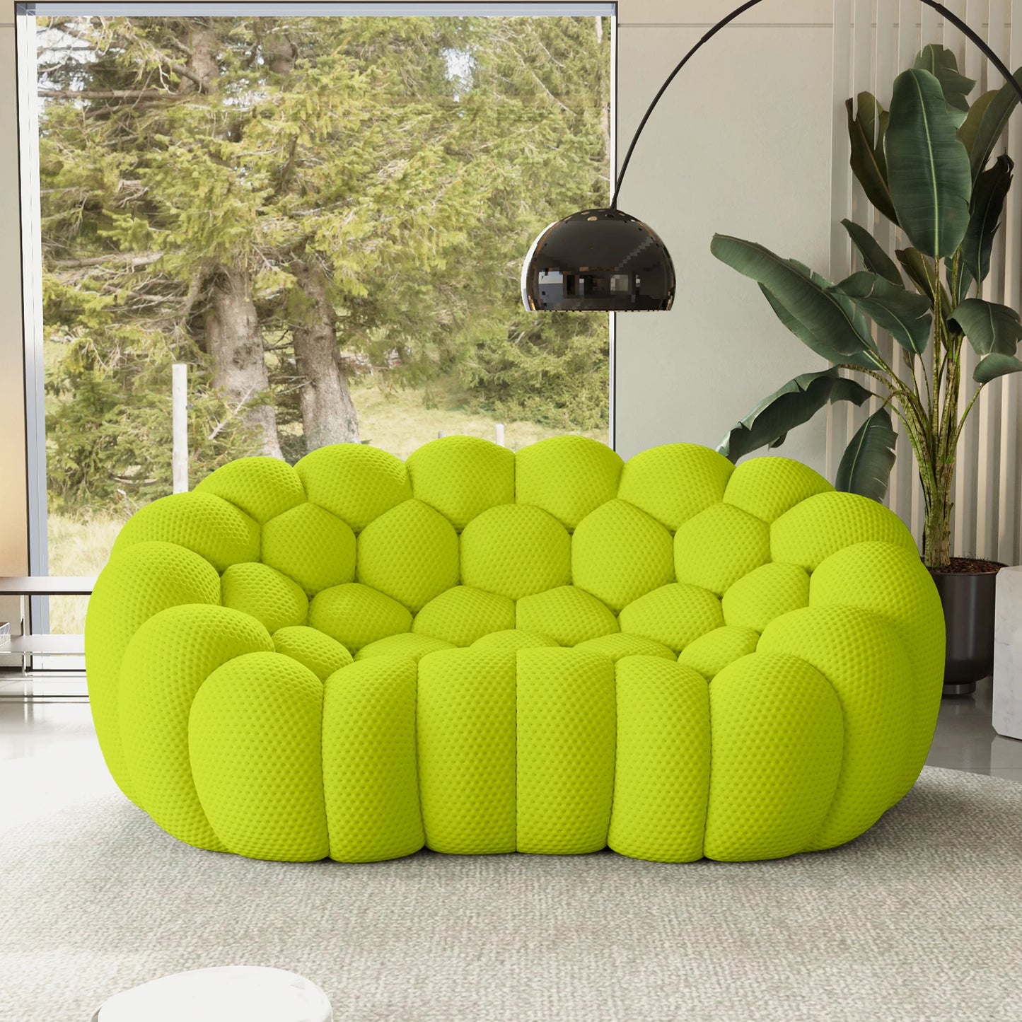 Sofás Essential Arc Boneless | Loveseats de 1 pieza de tejido de punto 3D verde lima de 2 plazas