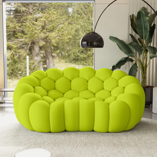 Sofás Essential Arc Boneless | Loveseats de 1 pieza de tejido de punto 3D verde lima de 2 plazas