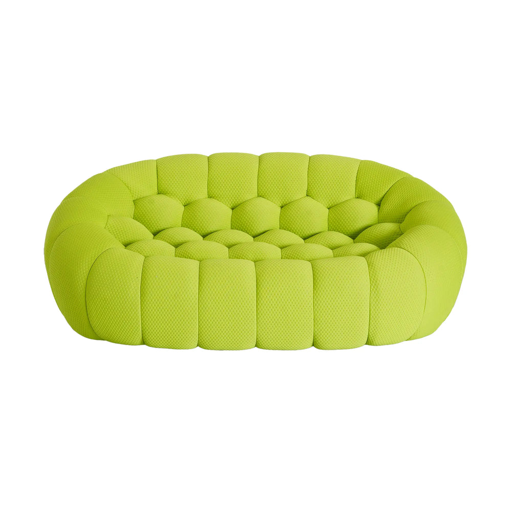 Essential Armless Floor Sofas | 1-Piece 3D Knitted Fabric Lime Green Loveseats 2-Seater