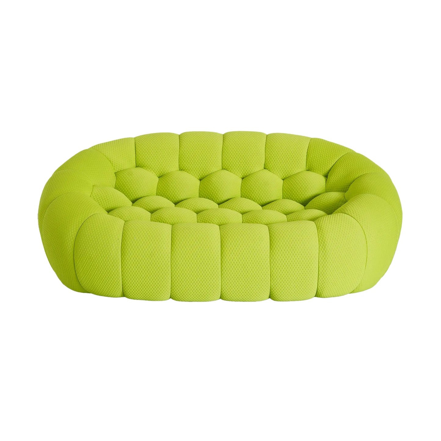 Essential Armless Floor Sofas | 1-Piece 3D Knitted Fabric Lime Green Loveseats 2-Seater