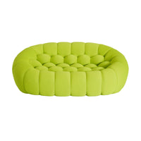 Essential Armless Floor Sofas | 1-Piece 3D Knitted Fabric Lime Green Loveseats 2-Seater