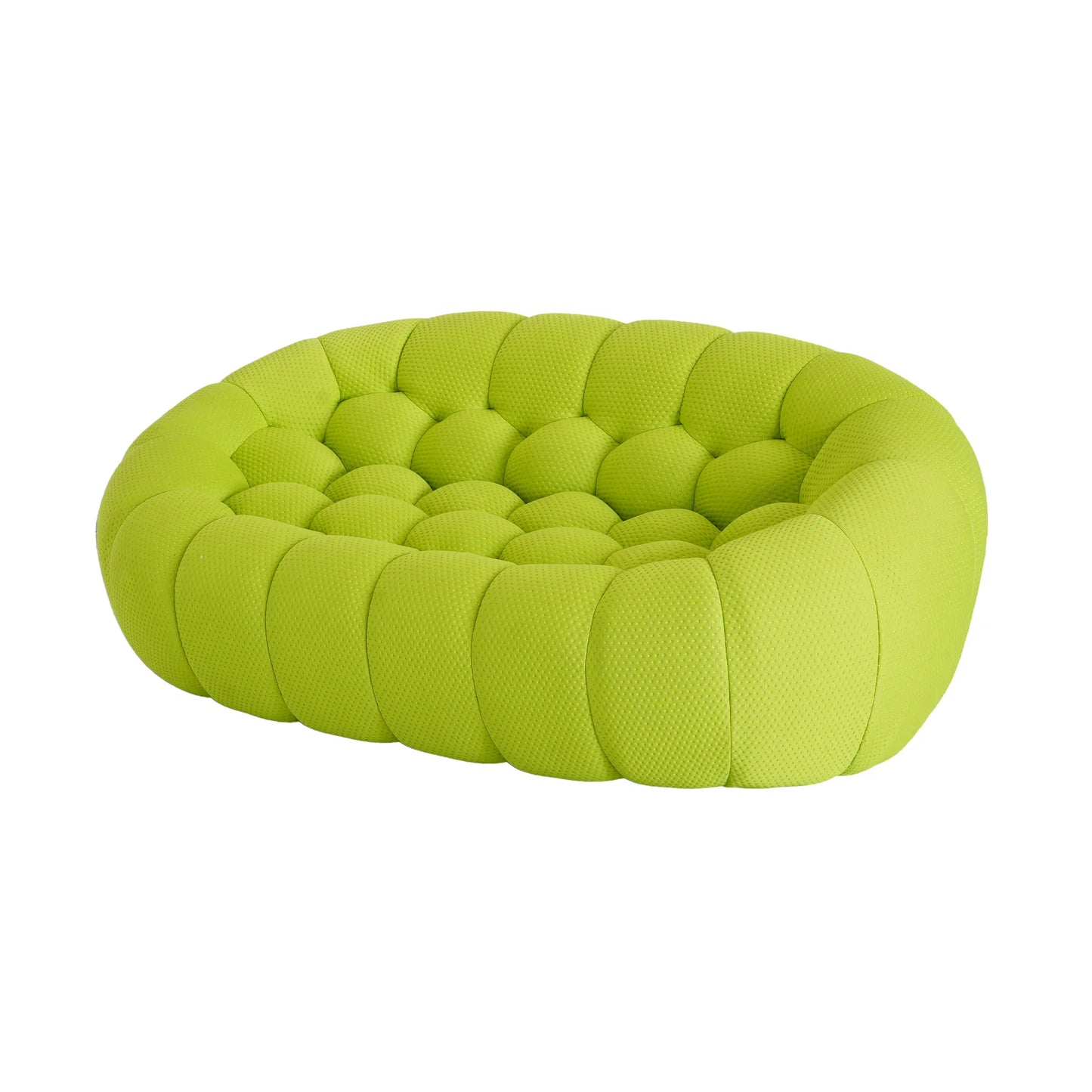 Essential Armless Floor Sofas | 1-Piece 3D Knitted Fabric Lime Green Loveseats 2-Seater
