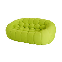 Essential Armless Floor Sofas | 1-Piece 3D Knitted Fabric Lime Green Loveseats 2-Seater