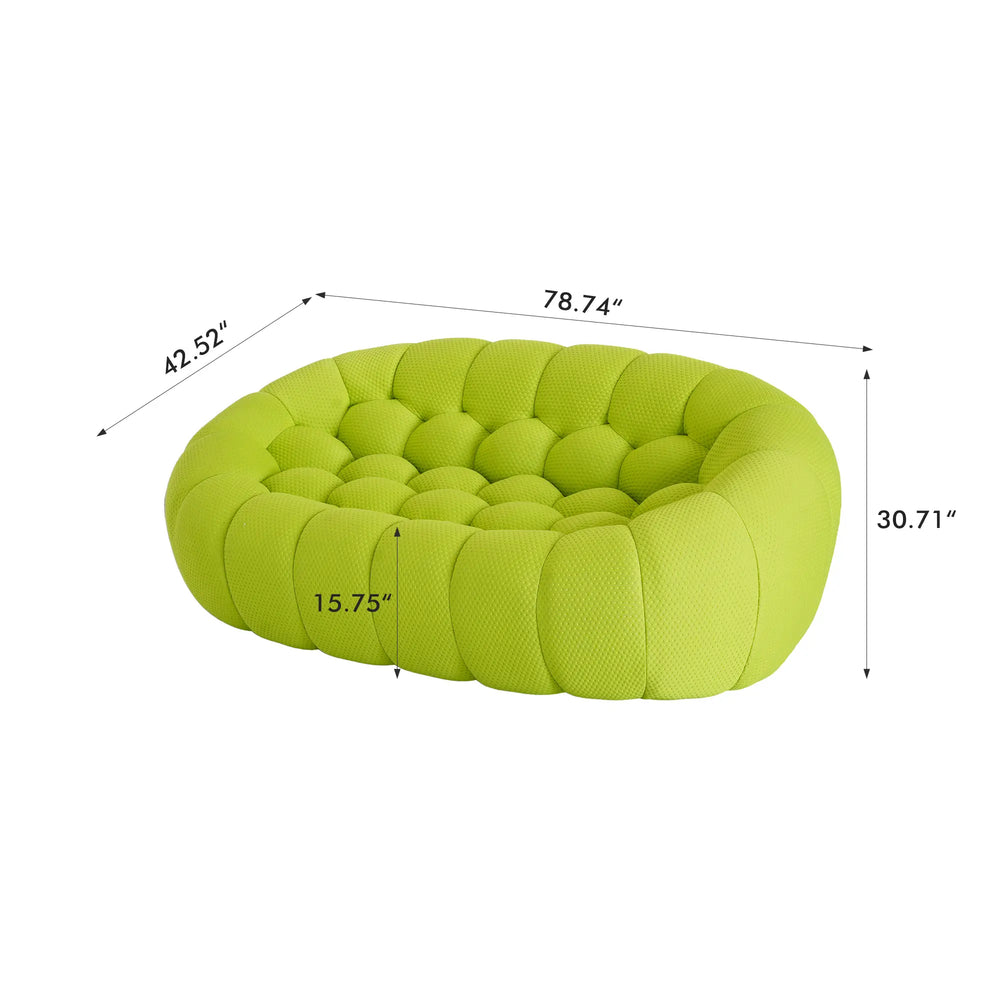 Essential Armless Floor Sofas | 1-Piece 3D Knitted Fabric Lime Green Loveseats 2-Seater