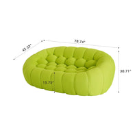Essential Armless Floor Sofas | 1-Piece 3D Knitted Fabric Lime Green Loveseats 2-Seater