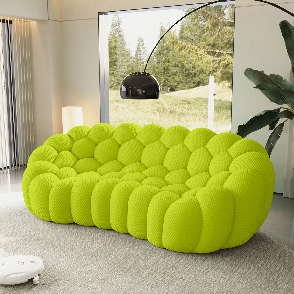 Essential 3-Seater lime-green 3D-Knitted Fabric Couch Sectionals | 1-Piece, 3D-Knitted Fabric, Small Space