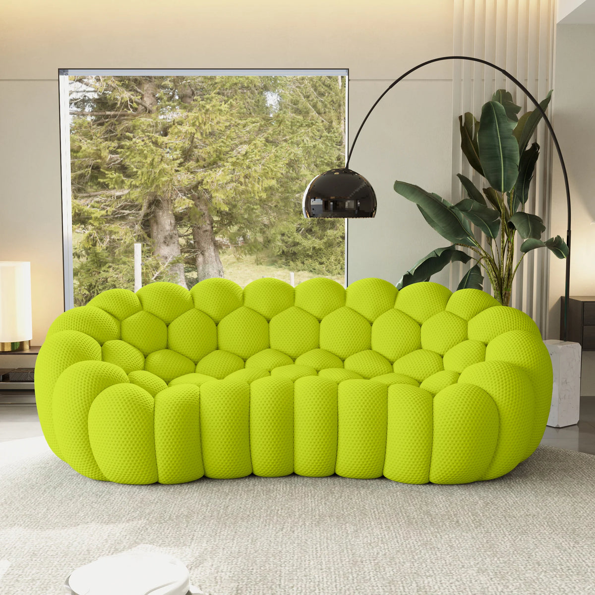 Essential 3-Seater lime-green 3D-Knitted Fabric Couch Sectionals | 1-Piece, 3D-Knitted Fabric, Small Space