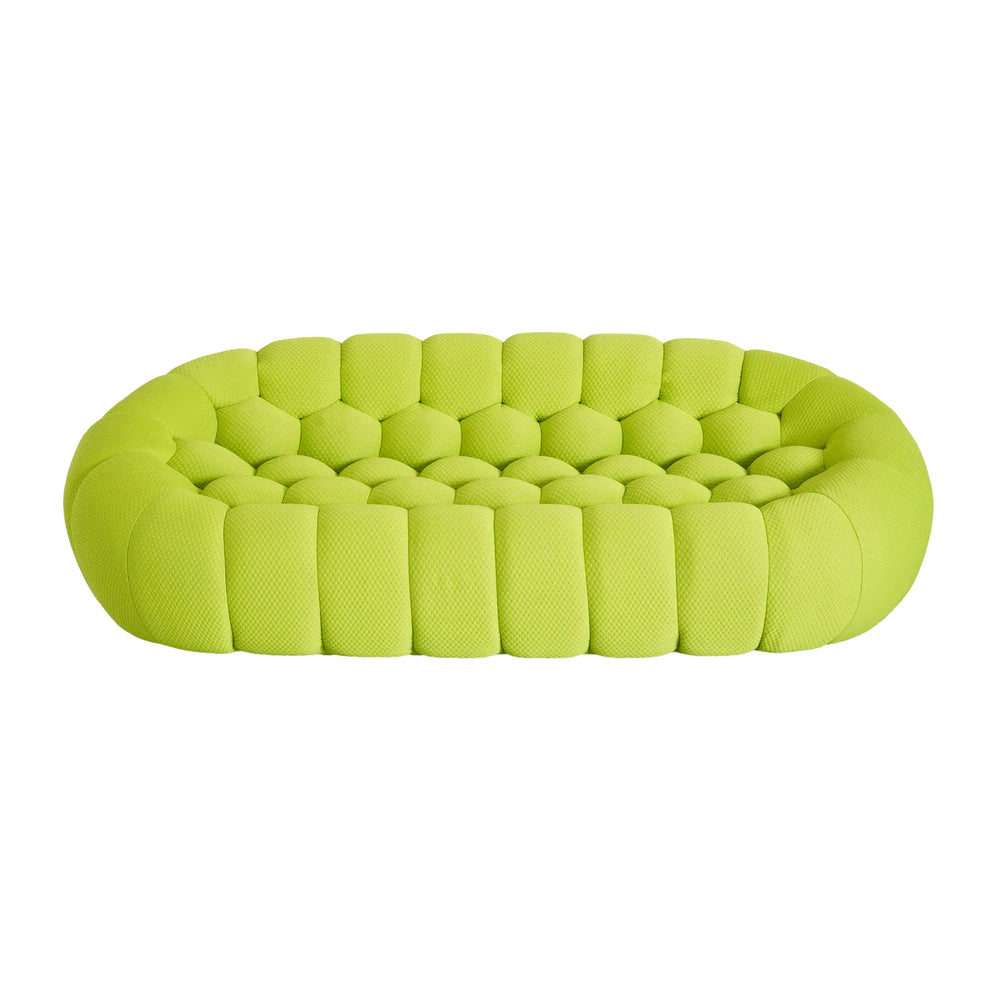 Essential Armless Floor Sofas | 1-Piece 3D Knitted Fabric Lime Green Loveseats 3-Seater