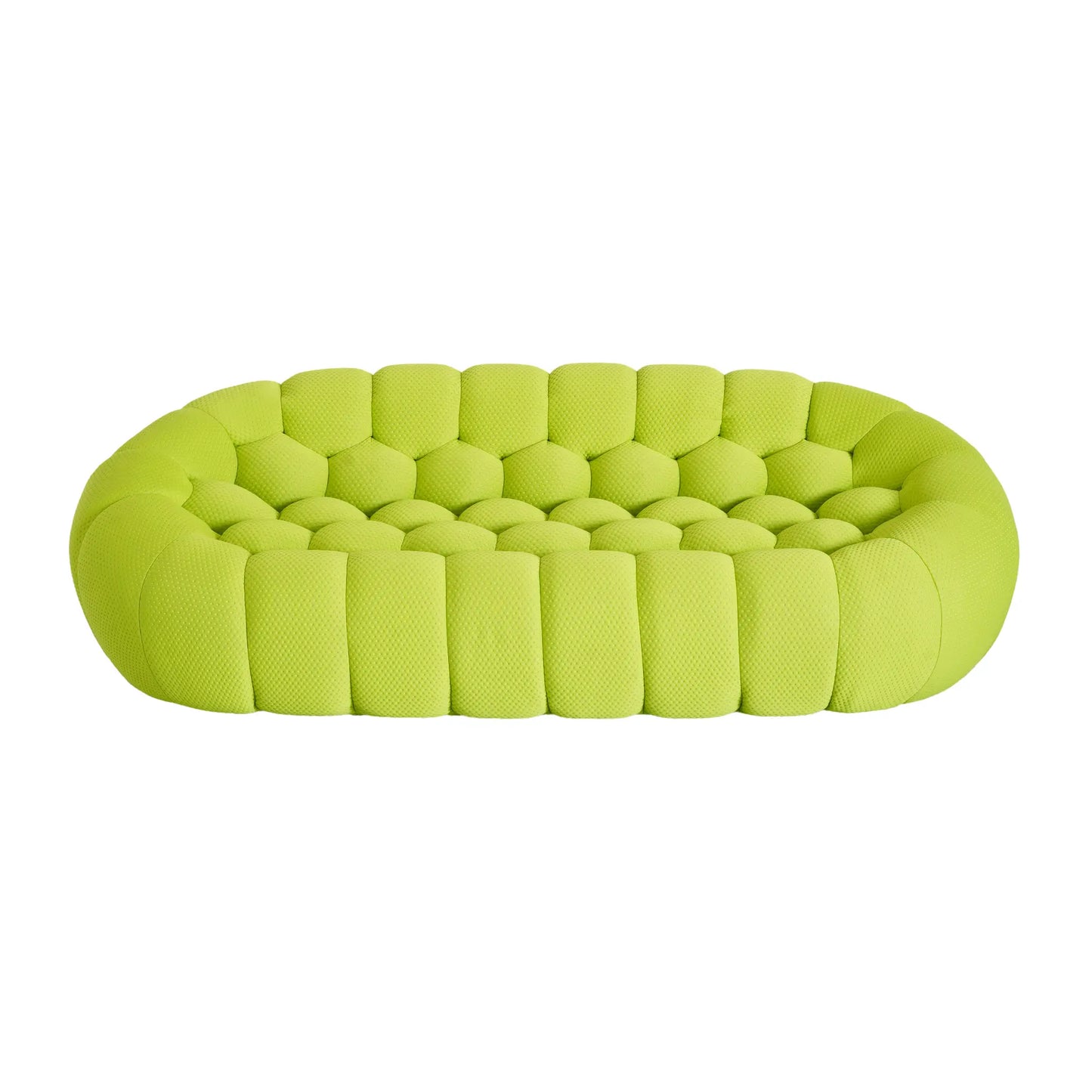 Essential Armless Floor Sofas | 1-Piece 3D Knitted Fabric Lime Green Loveseats 3-Seater