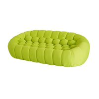 Essential Armless Floor Sofas | 1-Piece 3D Knitted Fabric Lime Green Loveseats 3-Seater