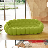 Essential Armless Floor Sofas | 1-Piece 3D Knitted Fabric Lime Green Loveseats 3-Seater