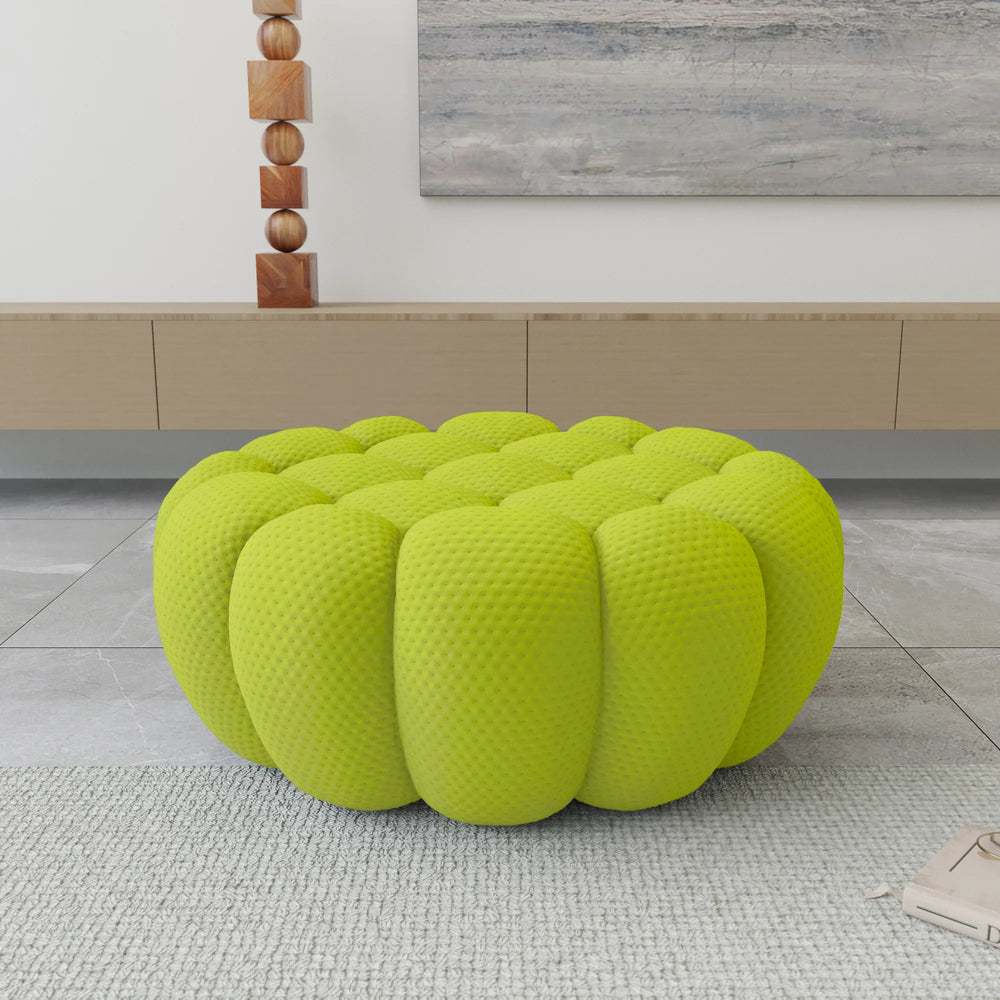 Essential Armless Floor Sofas | 1-Piece 3D Knitted Fabric Lime Green Ottoman
