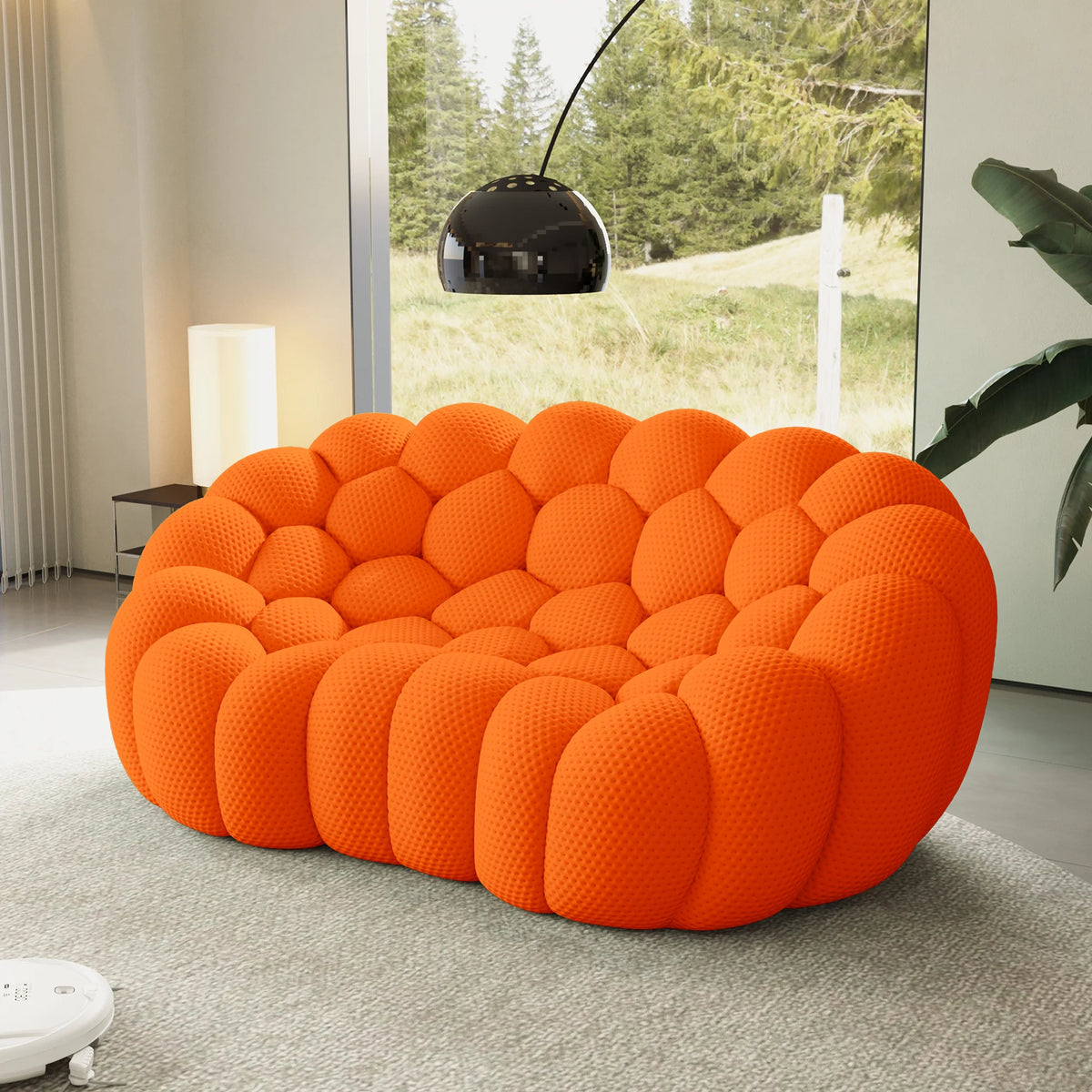 Essential 2-Seater orange 3D-Knitted Fabric Loveseats | 1-Piece, 3D-Knitted Fabric, Compact Design