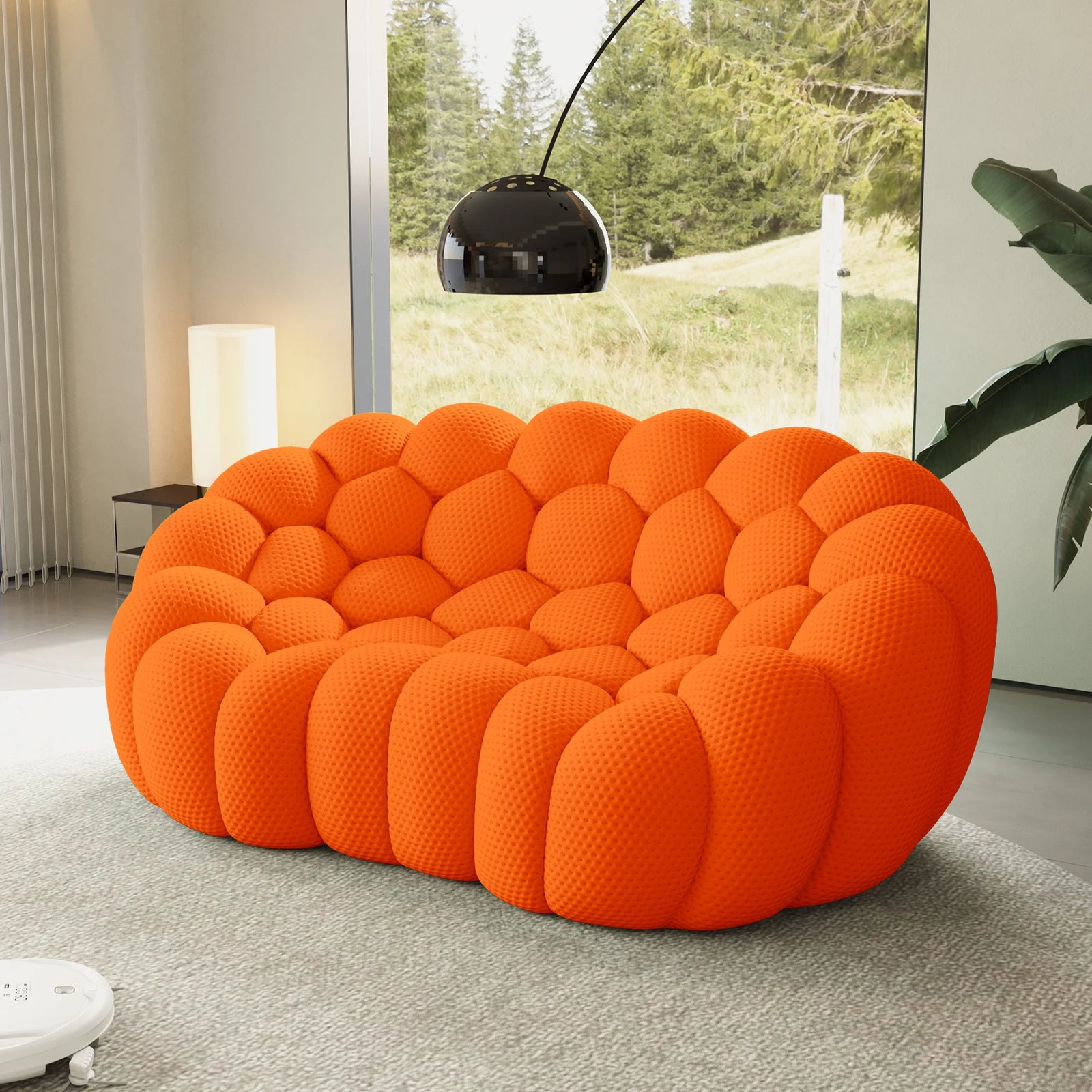Essential 2-Seater orange 3D-Knitted Fabric Loveseats | 1-Piece, 3D-Knitted Fabric, Compact Design