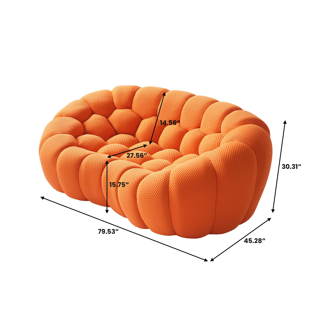 Essential 2-Seater orange 3D-Knitted Fabric Loveseats | 1-Piece, 3D-Knitted Fabric, Compact Design