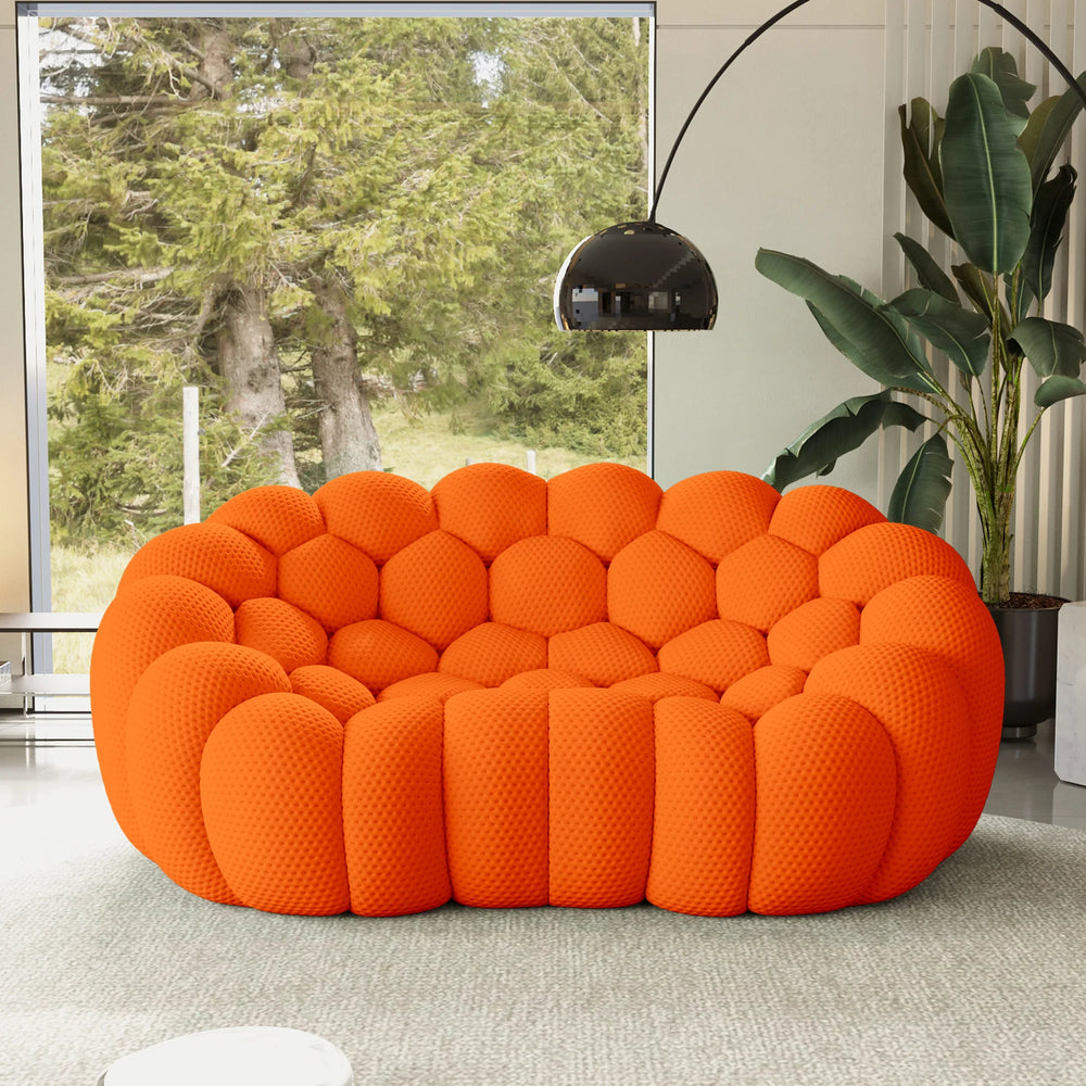 Sofás Essential Arc Boneless | Loveseats de 1 pieza de tejido de punto 3D naranja de 2 plazas