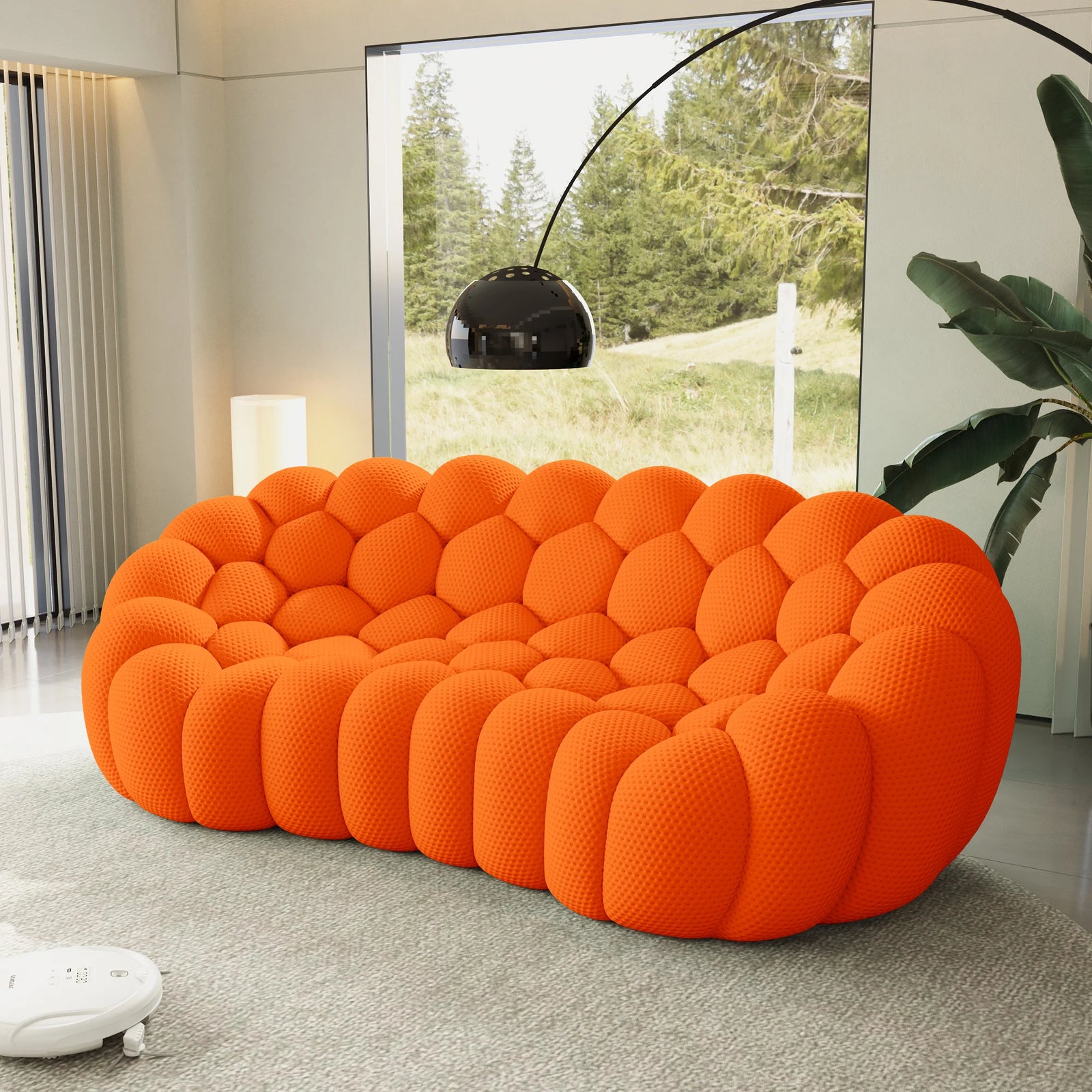 Sofás seccionales Essential de 3 plazas, color naranja, de tela tejida en 3D | 1 pieza, tela tejida en 3D, apto para apartamentos