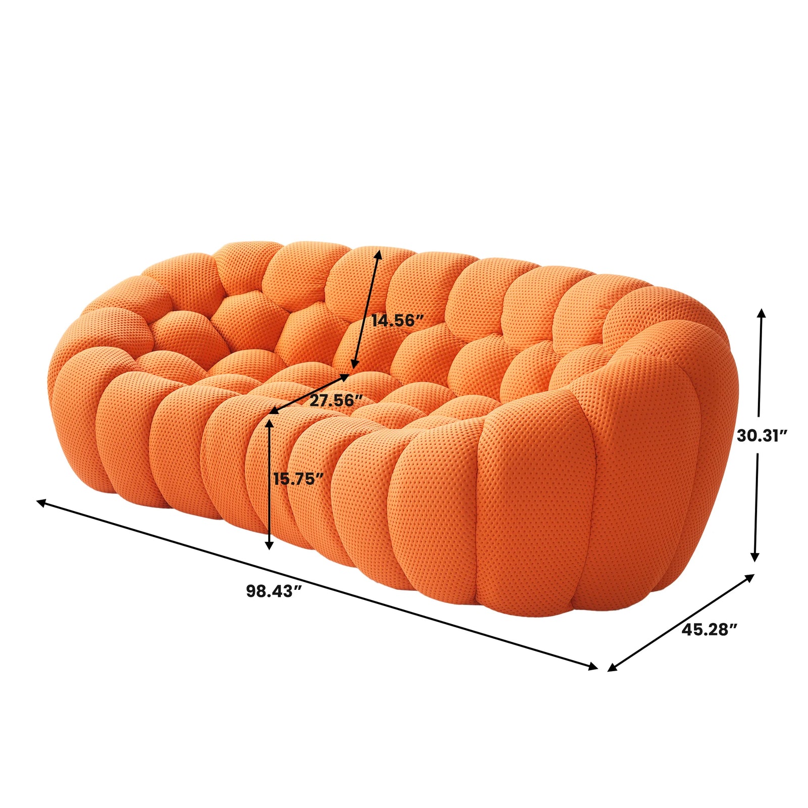 Sofás seccionales Essential de 3 plazas, color naranja, de tela tejida en 3D | 1 pieza, tela tejida en 3D, apto para apartamentos
