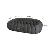 Essential Armless Floor Sofas | 1-Piece 3D Knitted Fabric Grey Loveseats 3-Seater