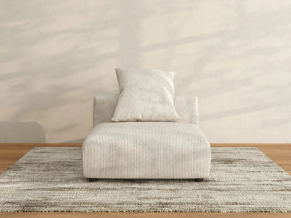 Sofás modulares modernos Matrix | Sofá individual de 1 plaza, sin brazos, de pana beige