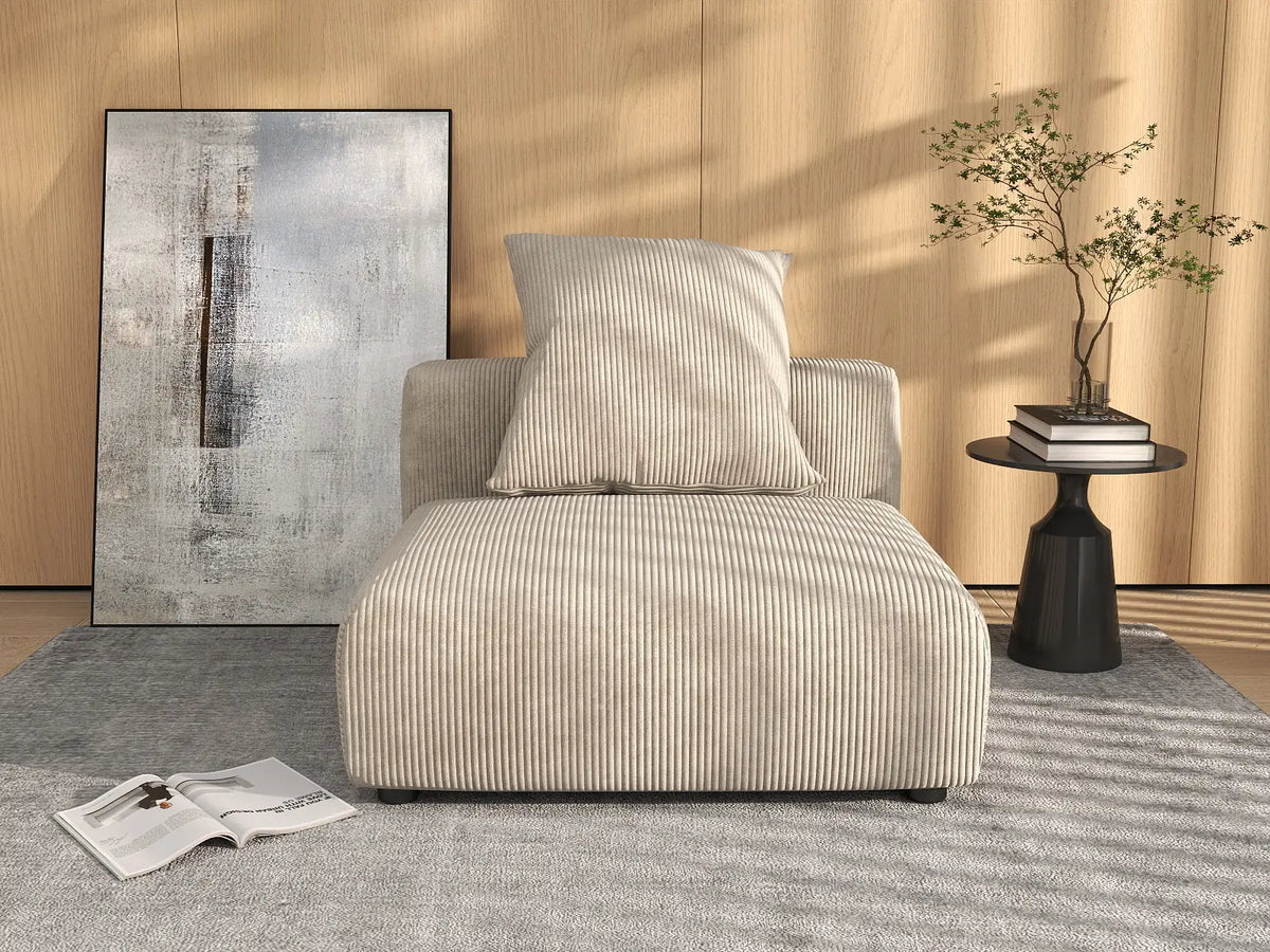 Sofá individual Matrix de 1 plaza, color beige, lavable | 1 pieza, tejido de pana, diseño modular
