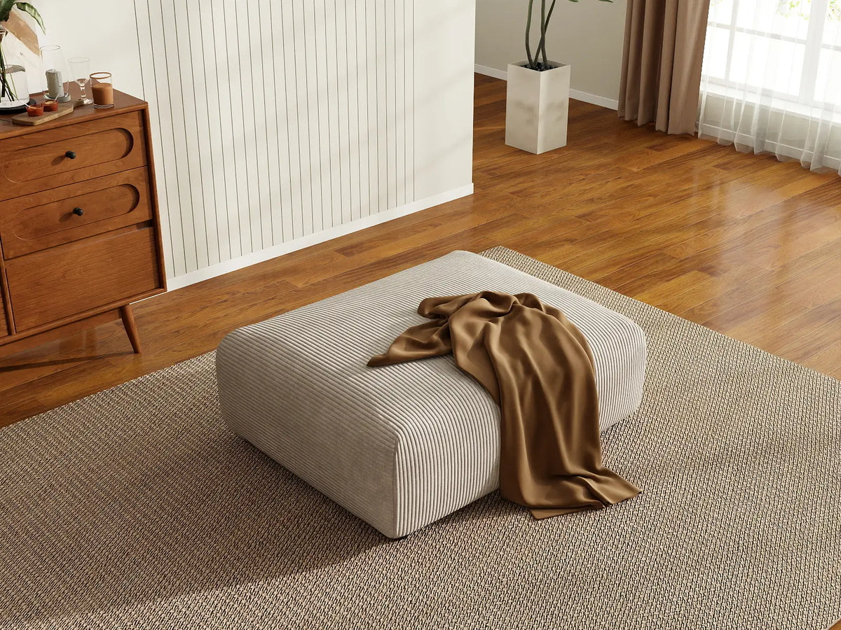 Matrix Modern Modular Sofas Covers | Beige Corduroy Sofa Cover for Ottoman