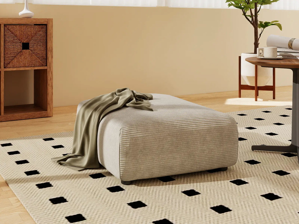 Matrix Modern Modular Sofas Covers | Beige Corduroy Sofa Cover for Ottoman
