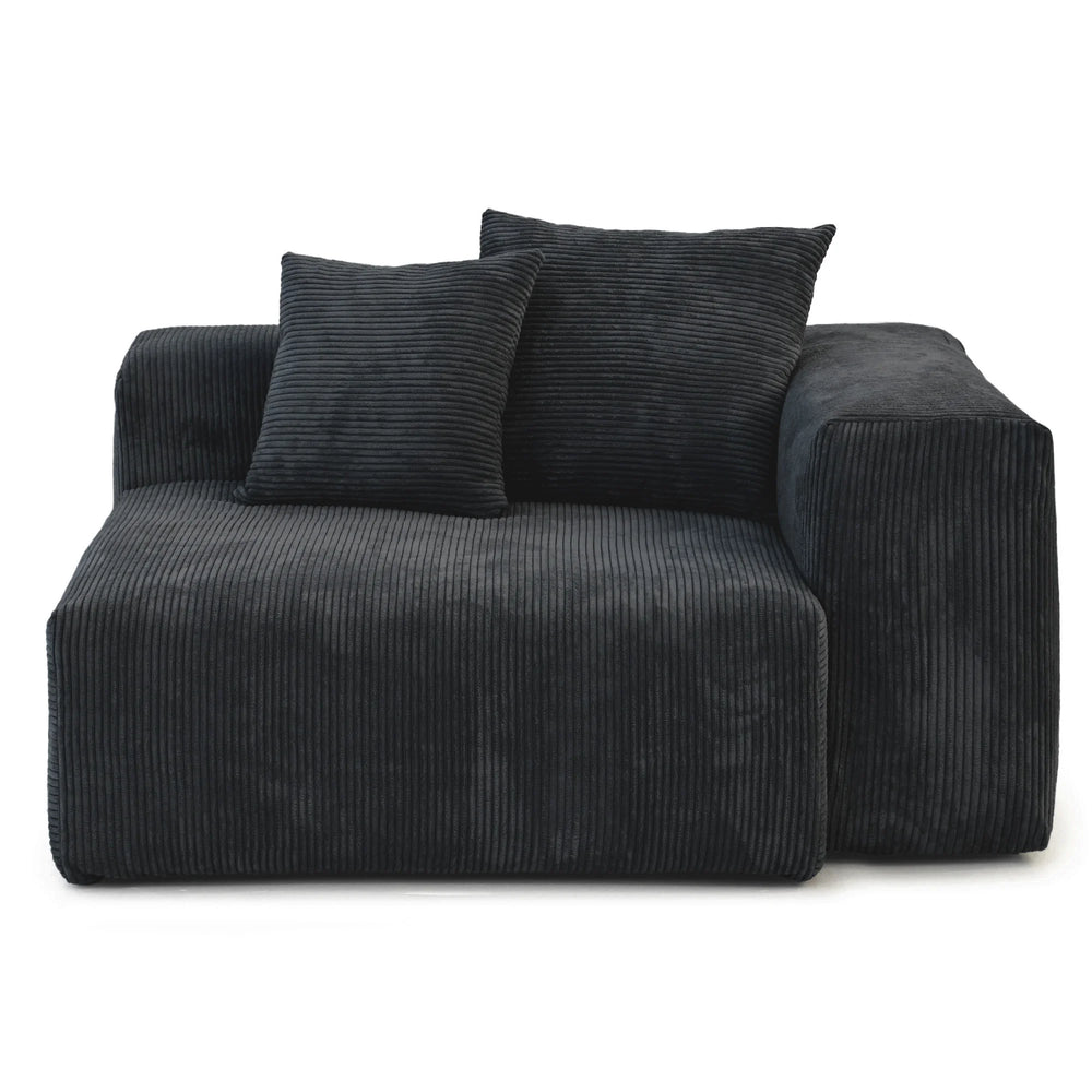 Matrix Modern Modular Sofas | 1-Piece Black Corduroy  Single Sofa with Armrests 1-Seater