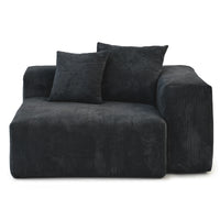 Matrix Modern Modular Sofas | 1-Piece Black Corduroy  Single Sofa with Armrests 1-Seater