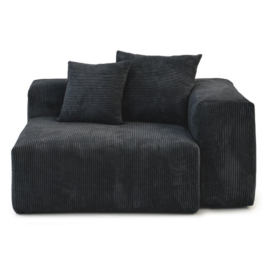 Matrix Modern Modular Sofas | 1-Piece Black Corduroy  Single Sofa with Armrests 1-Seater