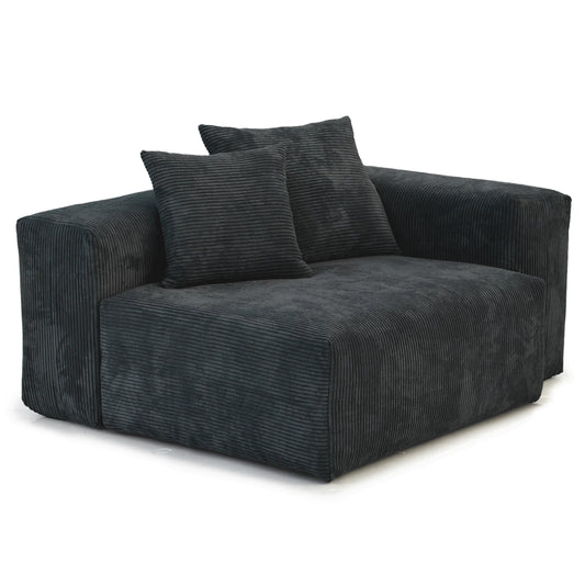 Matrix Modern Modular Sofas | 1-Piece Black Corduroy  Single Sofa with Armrests 1-Seater