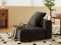 1 Piece Black Corduroy Armless Single Sofa 1 Seater