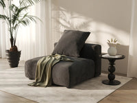 1 Piece Black Corduroy Armless Single Sofa 1 Seater
