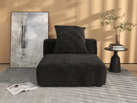 1 Piece Black Corduroy Armless Single Sofa 1 Seater