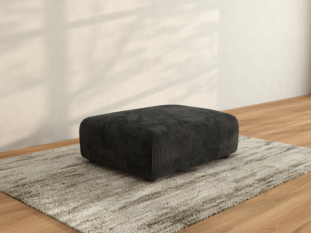 Matrix Black Washable Ottoman | 1-Piece, Corduroy Fabric, Modular Design