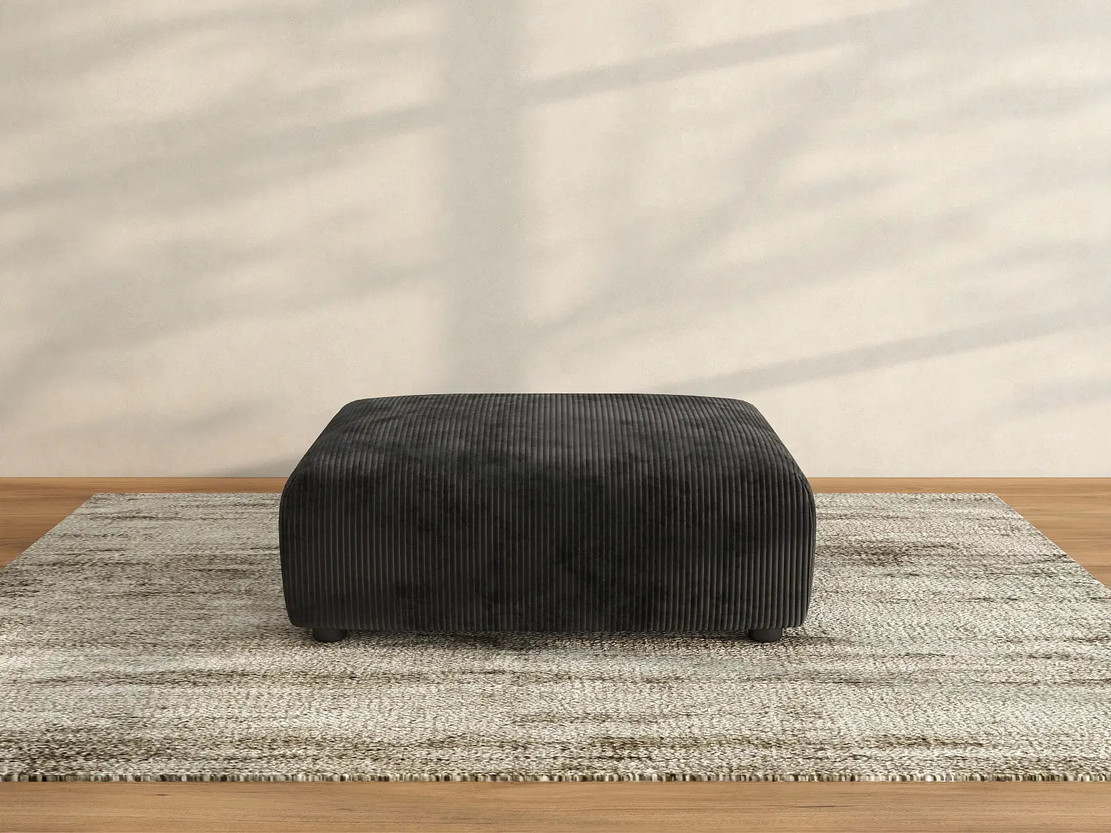 Otomana lavable Matrix negra | 1 pieza, tejido de pana, diseño modular