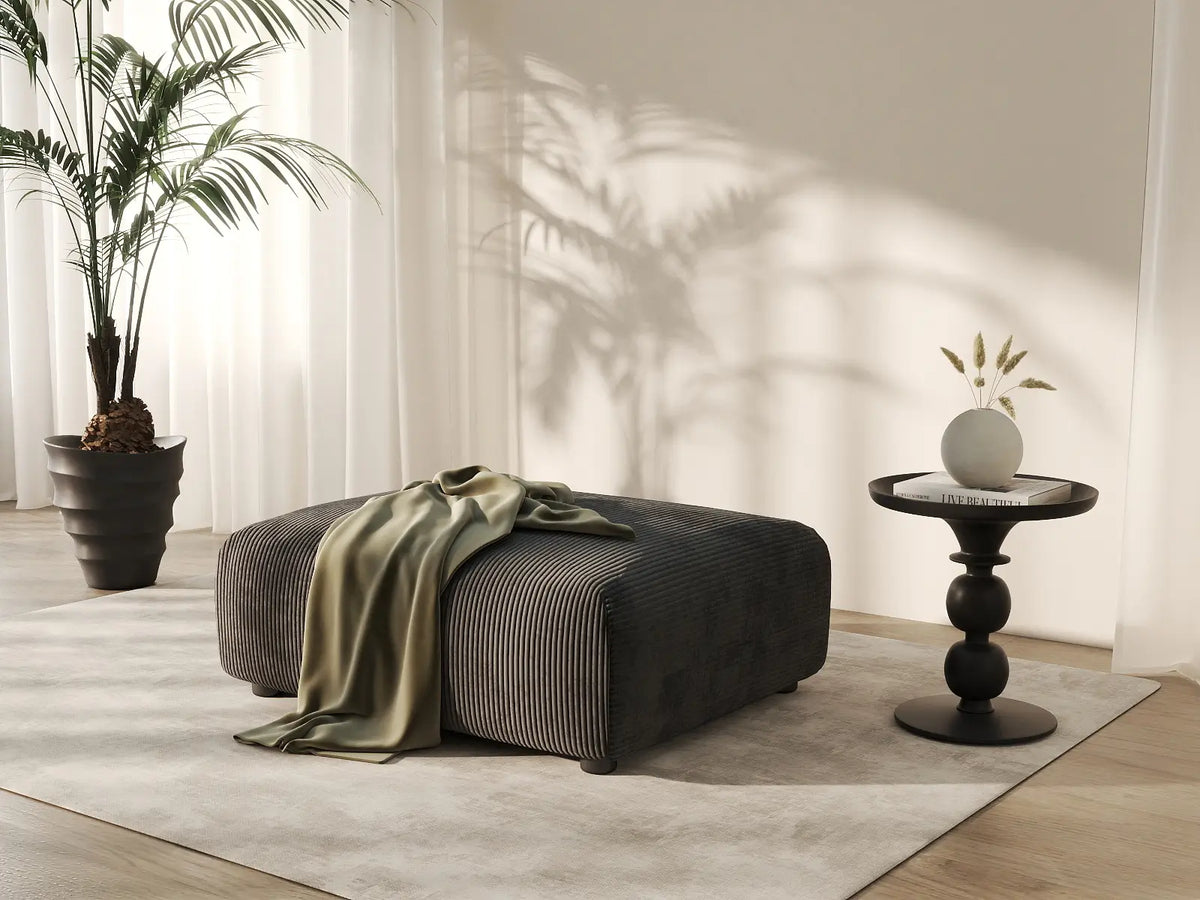 Matrix Black Washable Ottoman | 1-Piece, Corduroy Fabric, Modular Design