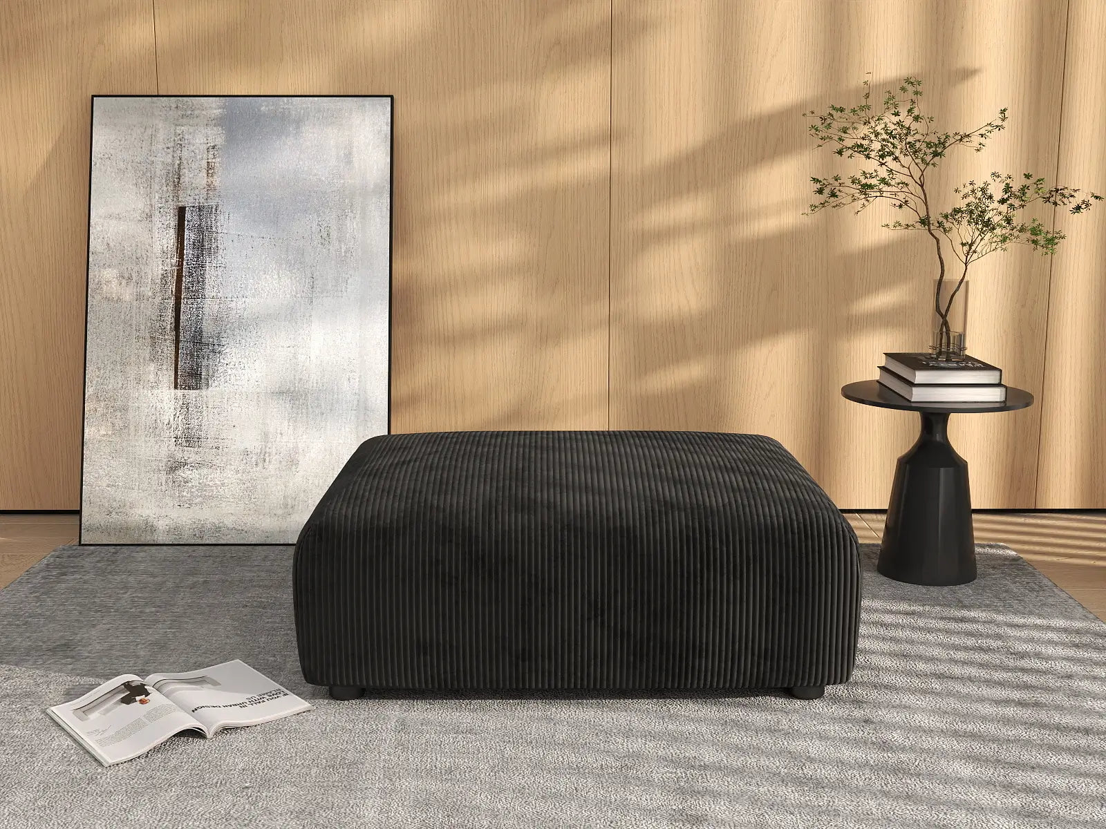 Matrix Modern Modular Sofas Covers | Black Corduroy Sofa Covers for Ottoman